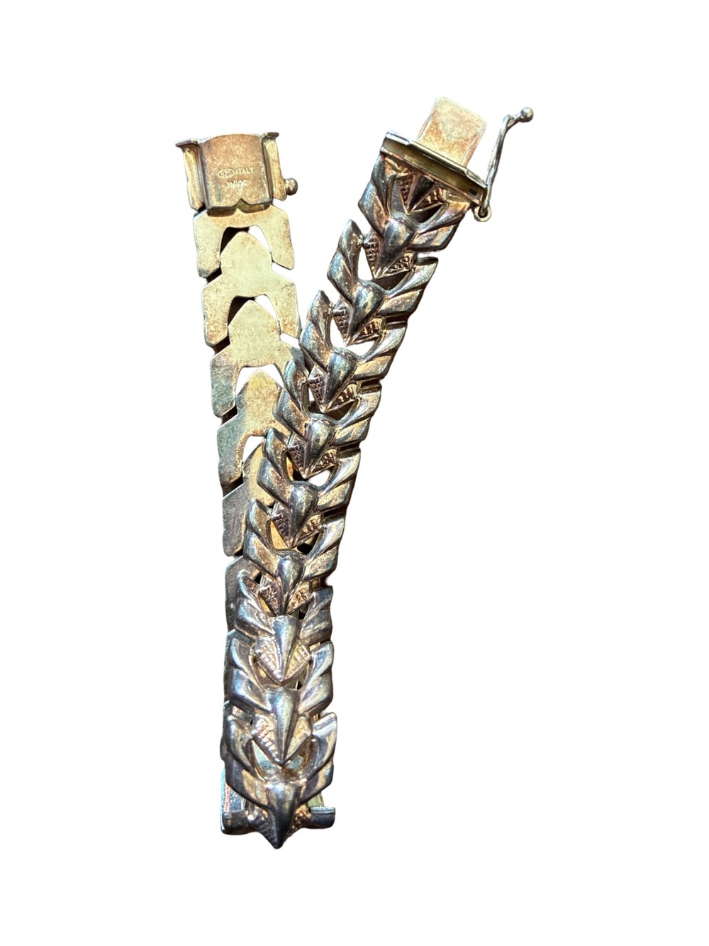 Milor Italy 925 Sterling Silver Leaf Link Bracelet